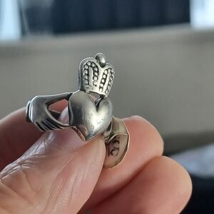 Sterling Silver Heart Crown Claddagh Ring